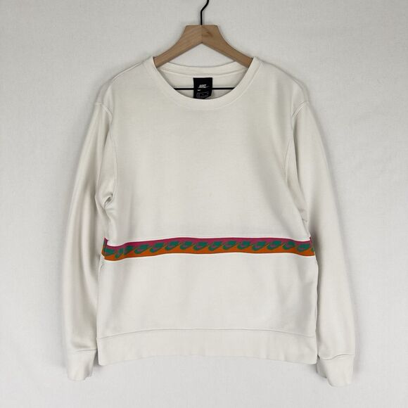 Nike Sweatshirt Womens Small Knit Striped Nike Logo Retro Colorful Pullover - Picture 3 of 16
